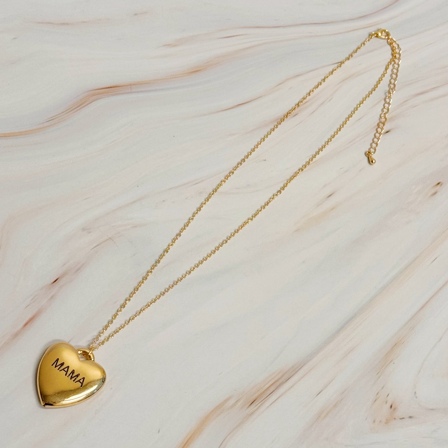 Mama Engraved Heart Pendant Necklace